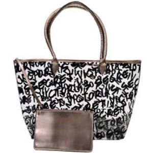 Victoria Secrets clear black graffiti tote